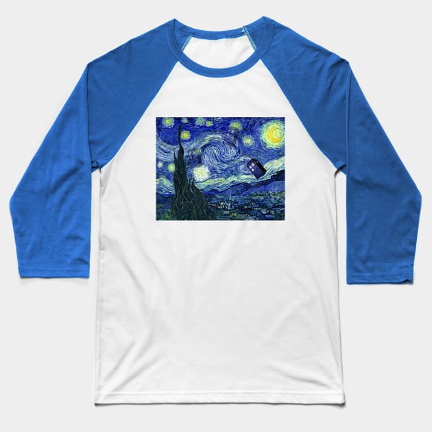 Starry Who Baseball T-Shirt by charlescheshire